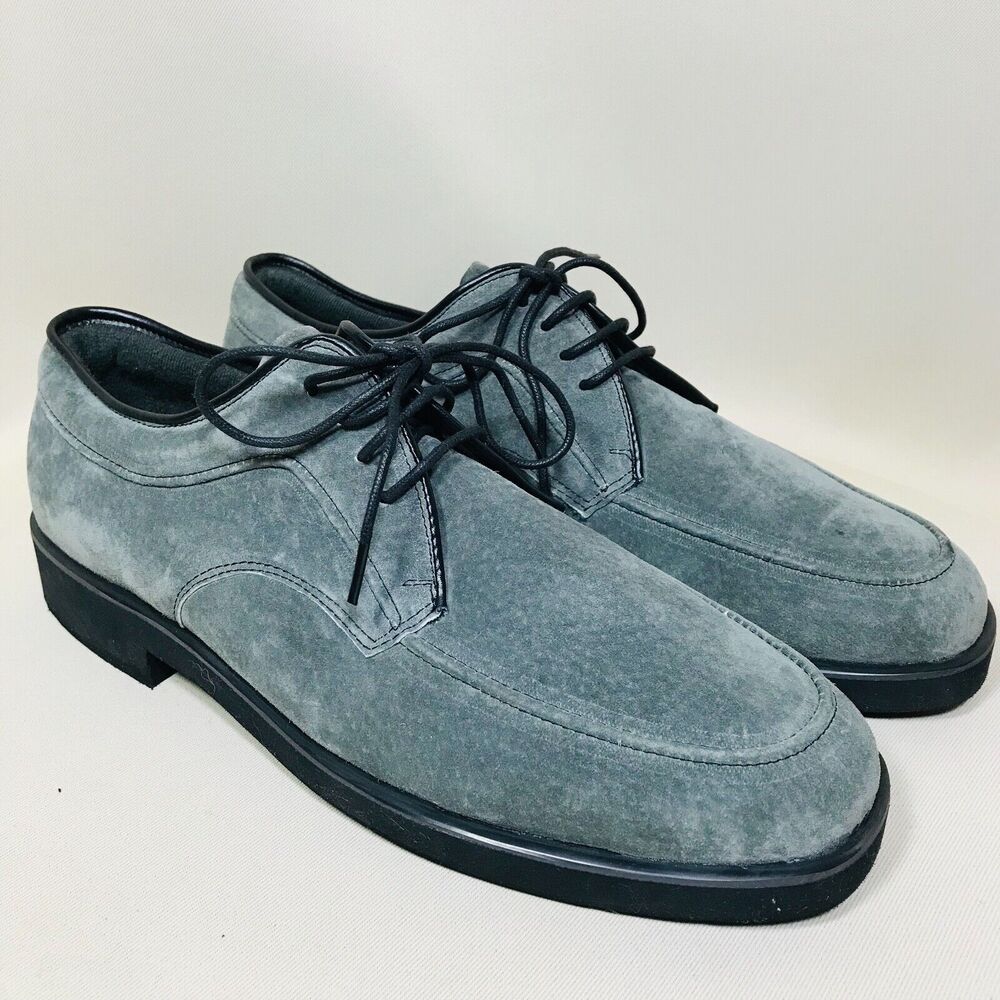 Stuart McGuire Gray Suede Leather Laceup Shoes 9B Oxford Dress Men's Heel EUC